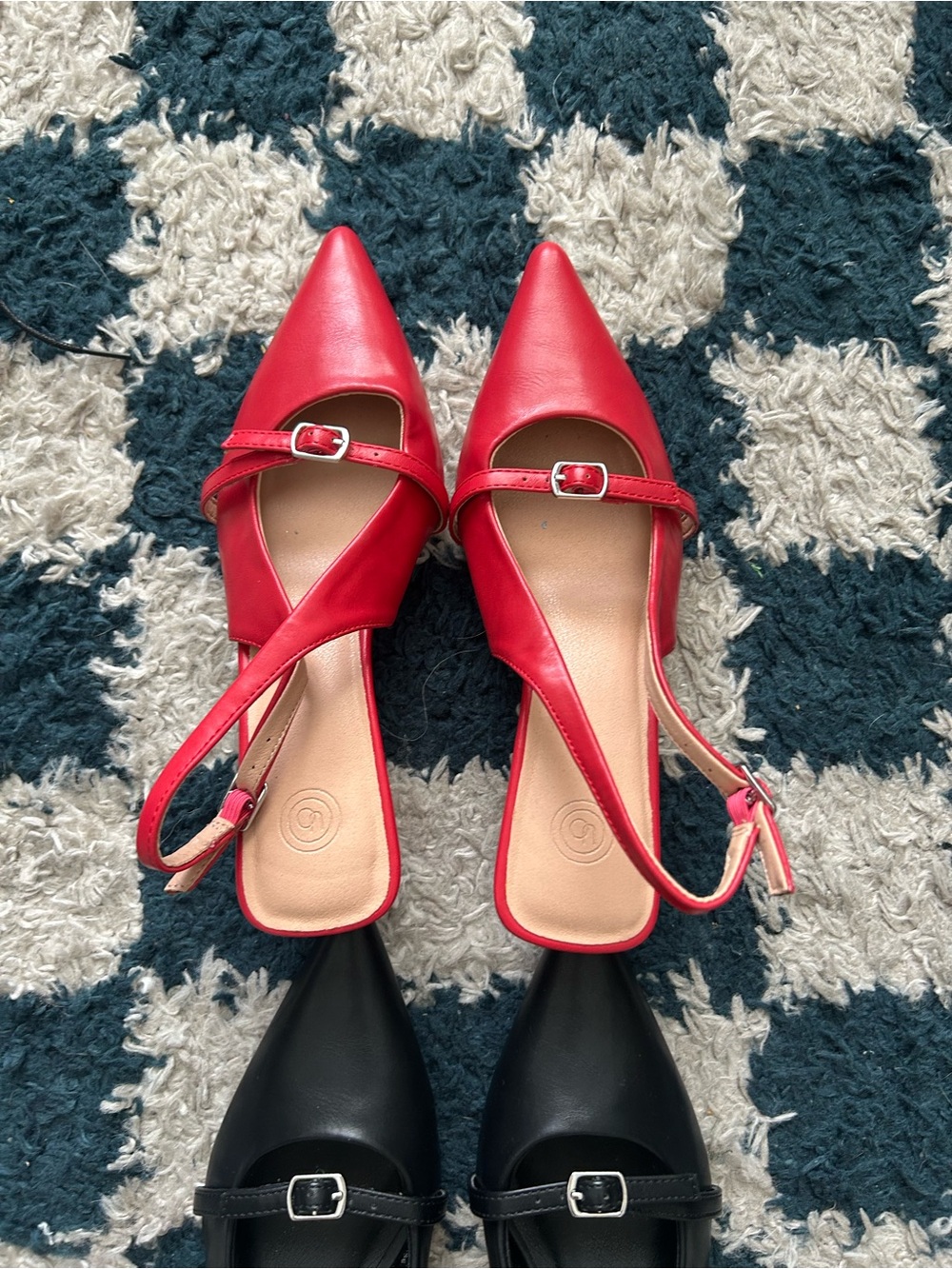2 PAIRS Urban Outfitters Petra Buckle Slingback Heel Red & Black | US 6 - Picture 4 of 13